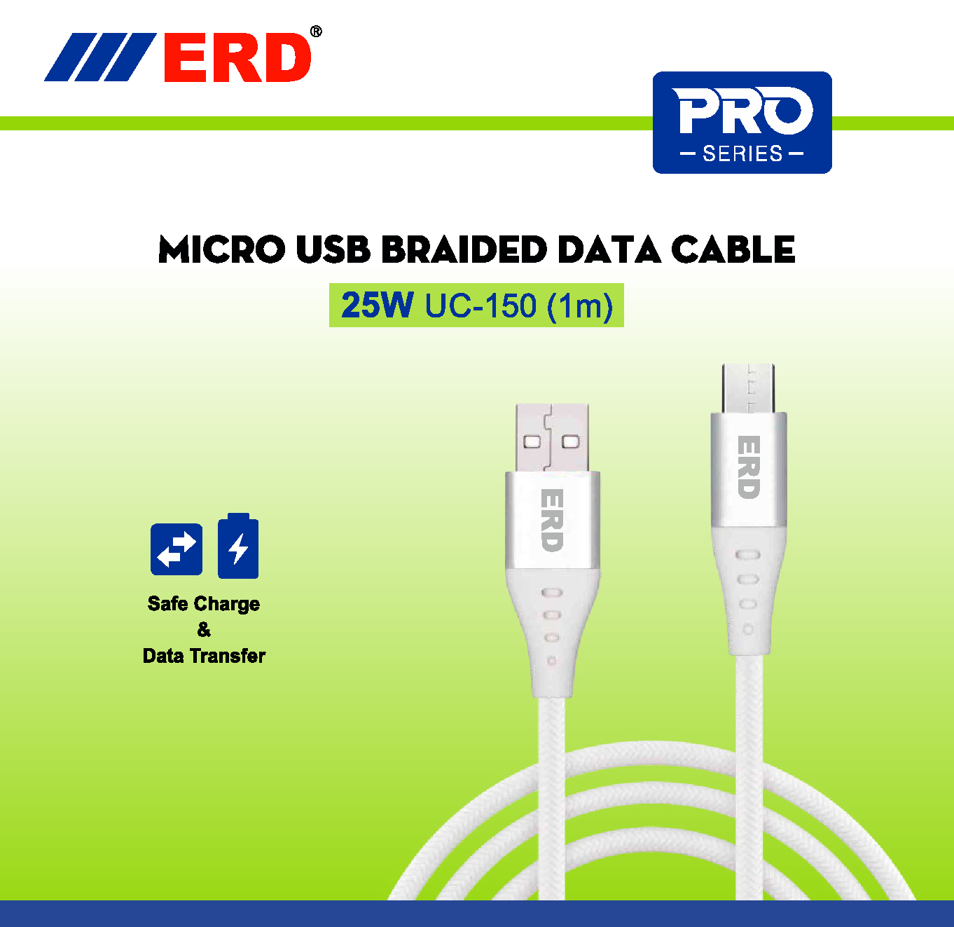 ERD PRO Series micro USB Braided DATA Cable 25 W UC-150 (1m)