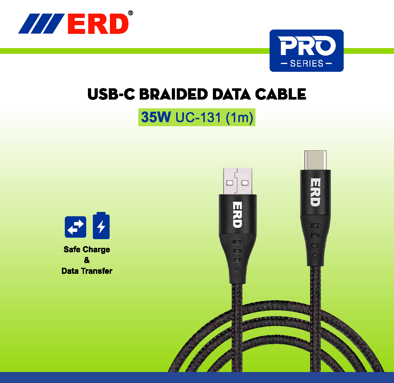 ERD PRO Series USB-C Braided DATA Cable 35 W UC-131 (1m)