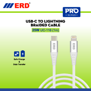 ERD PRO Series USB-C TO Lightning Braided DATA Cable 25 W UC-116 (1m)