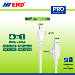 ERD PRO Series 4in1 usb-c lightning usb-a usb-c Braided DATA Cable 90 W UC-101 (1m)