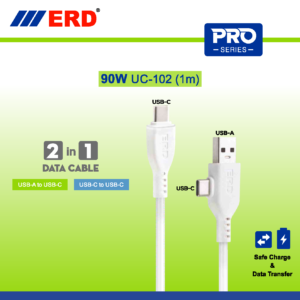 ERD PRO Series 2in1 usb-c usb-a usb-c Braided DATA Cable 90 W UC-102 (1m)