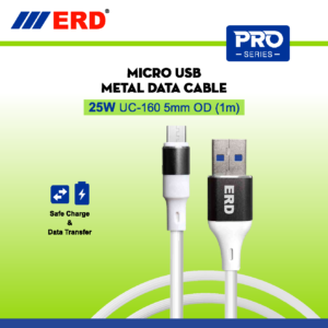 ERD PRO Series Micro USB METAL Braided DATA Cable 25 W UC-160 5mm OD (1m)