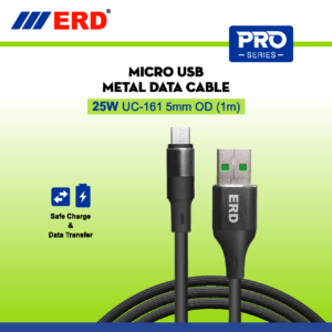 ERD PRO Series Micro USB METAL Braided DATA Cable 25 W UC-161 5mm OD (1m