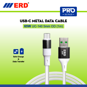 ERD PRO Series USB-C METAL Braided DATA Cable 65 W UC-140 5mm OD (1m)