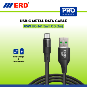 ERD PRO Series USB-C METAL Braided DATA Cable 65 W UC-141 5mm OD (1m)