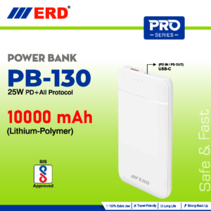 ERD PRO Series 1000 MAH LITHIUM POLYMER 25 W PD+ALL PROTOCOL POWER BANK PB-130